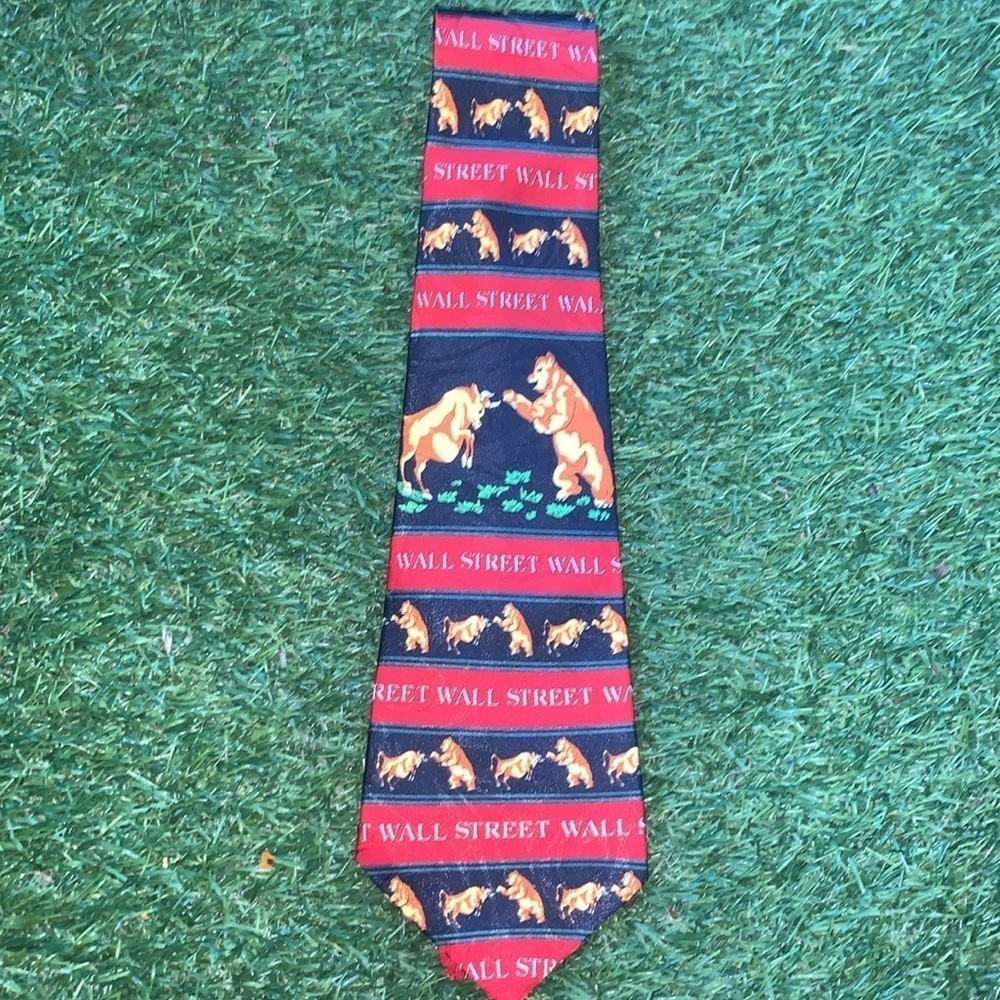 Steven Harris “Wall Street” Bull & Bear Tie Stock Broker Financial Advisor Gift
